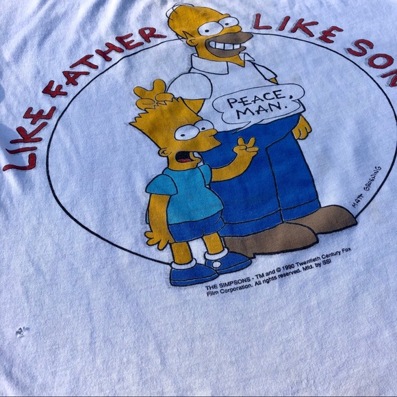 Vintage 1990 Simpsons Like Father Like Son Youth L - Picture 2 of 3